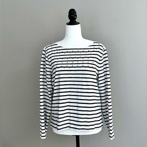 JCrew striped crystals embellished sweater